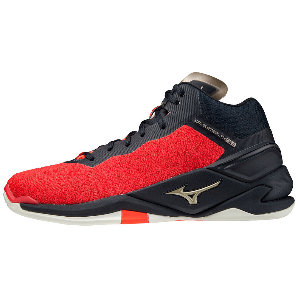 Mens Mizuno Wave Stealth Neo Mid Badminton Shoes Black/Red/Gold Philippines (XAVLOF460)